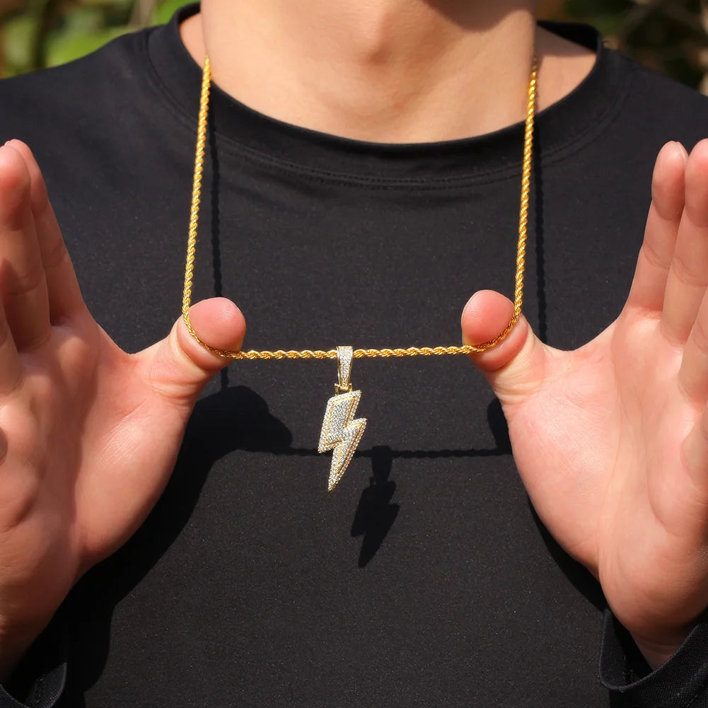 Gold Two-Tone Twist Zircon Lightning Necklace