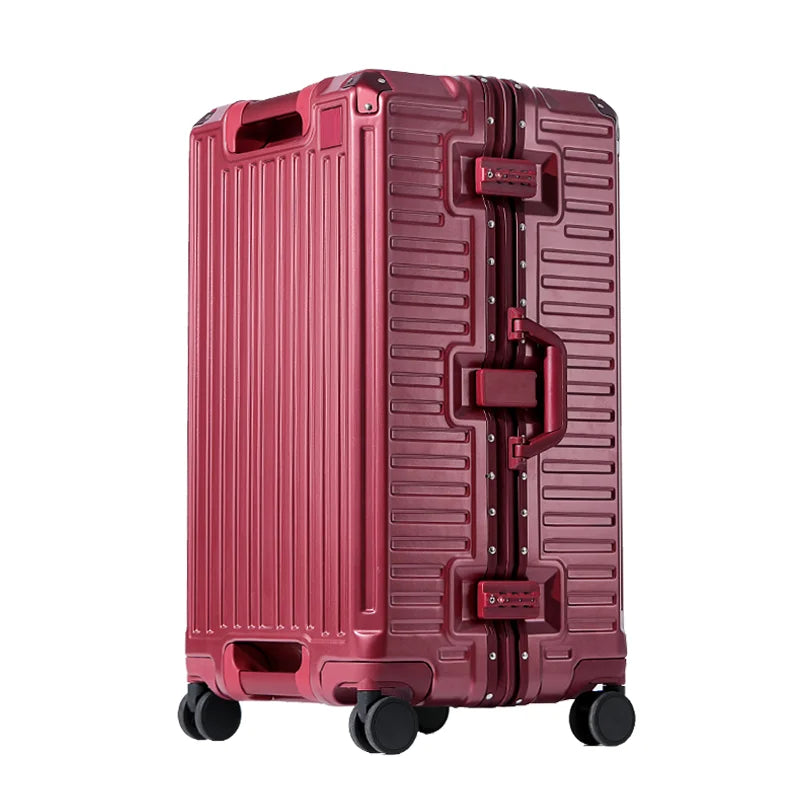 Red Wide Handle Reinforced Suitcase
