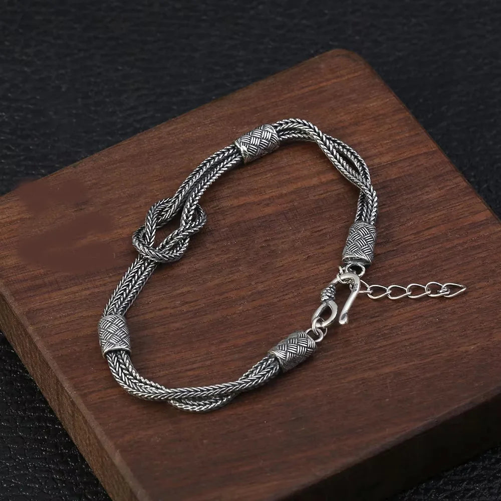 20cm Silver Braided Knot Bracelet