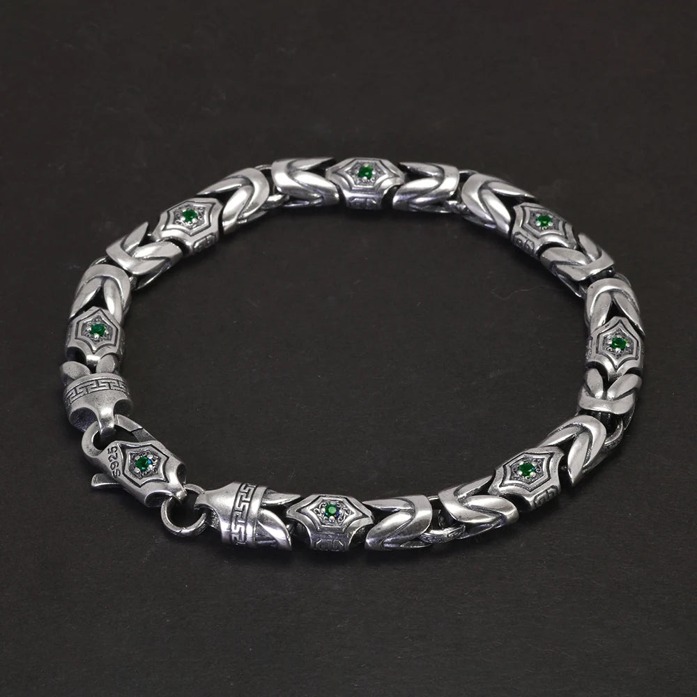 20cm 925 Sterling Silver Studded Pattern Bracelet