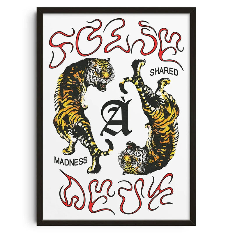 Tigers - Vintage Retro Abstract Print Poster