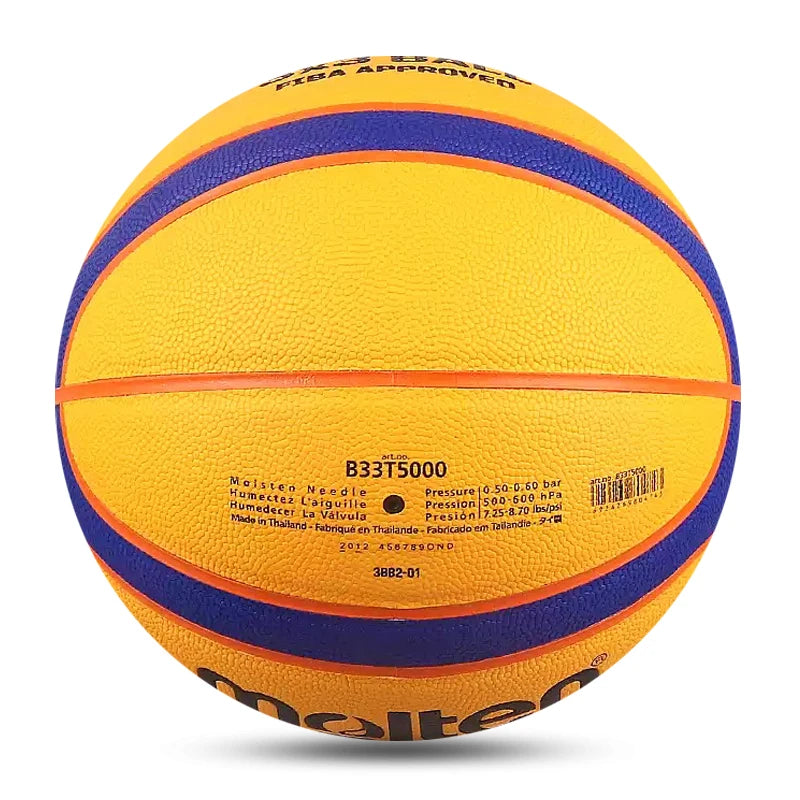 B33T5000 Orange basketball with a dark orange winding and purple track lines.