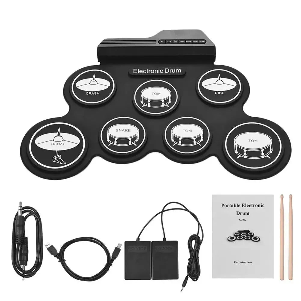 Folding Silicone USB Electronic Drum Kits With Drumsticks