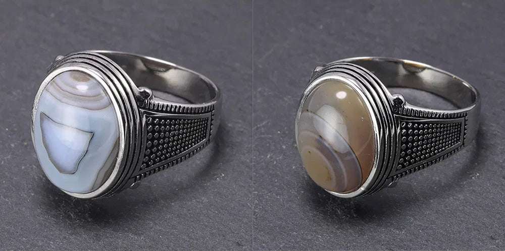 Sterling Silver Agate Ottoman Rings
