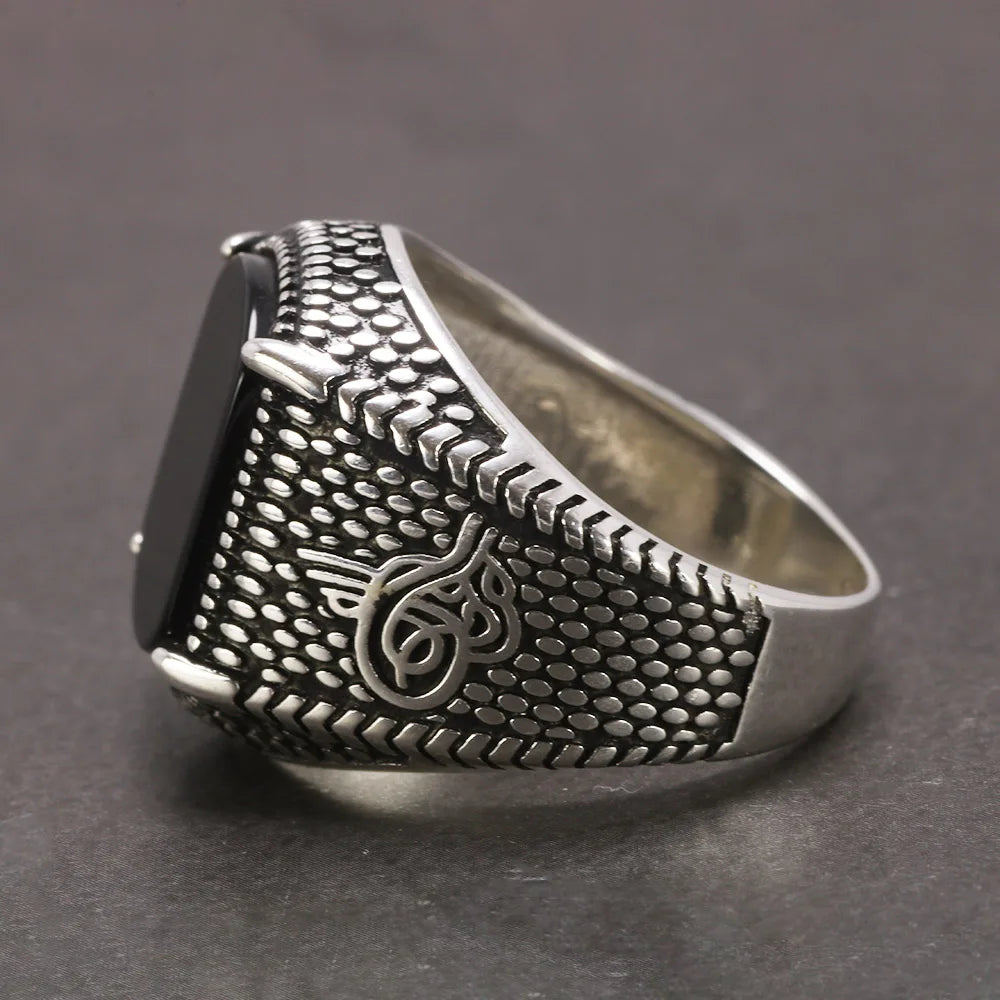 Black Onyx Turkish Signet Ring