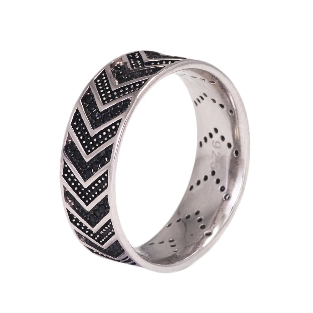 Size 11 - 925 Sterling Silver Chevron CZ Ring