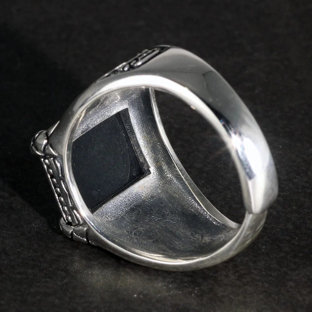Claw Set Natural Onyx Resizable Ring