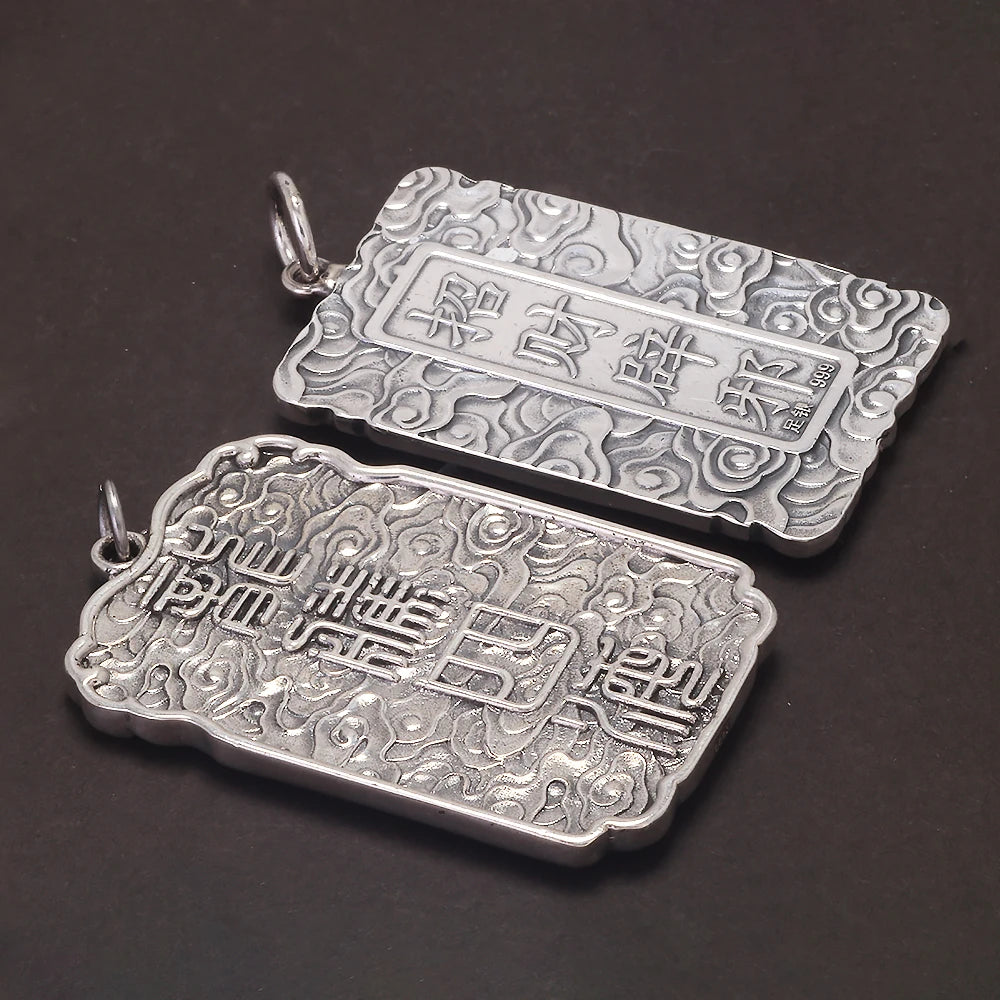 999 Pure Silver Dragon Tag Pendants