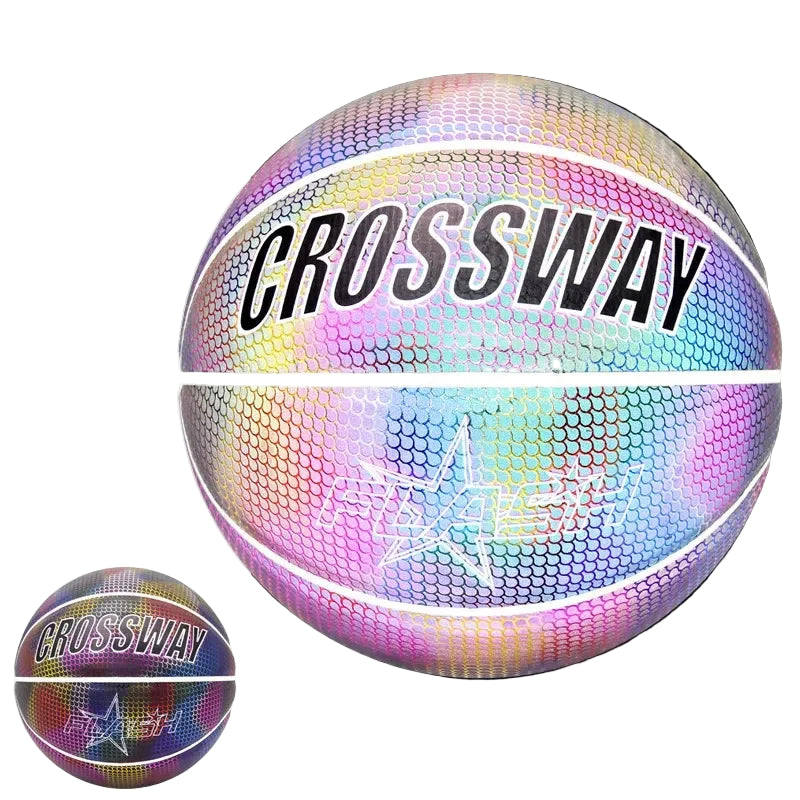 multicoloured - lunar reflective basketball with a dulled multicoloured pre-reflective basketball