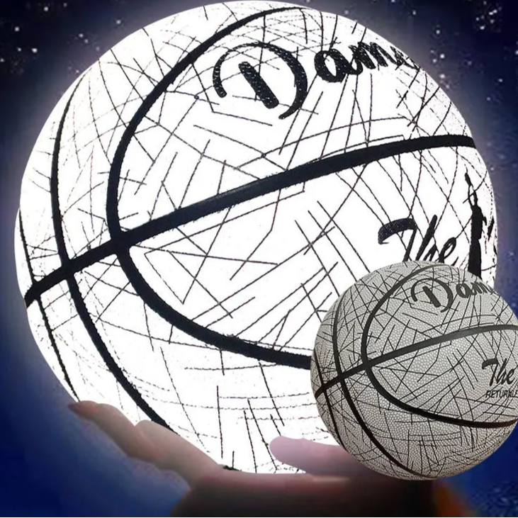 White reflective, shiny basketball