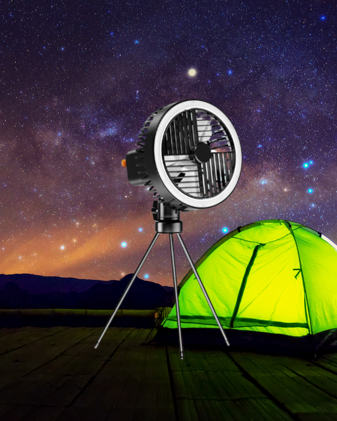 10,000mAh Outdoor LED Lighting & Tripod Fan