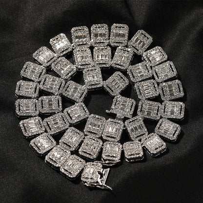 16 inch Rhinestone Baguette Cut PHAT Link Chain