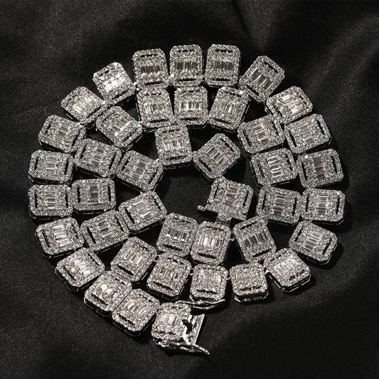 16 inch Rhinestone Baguette Cut PHAT Link Chain