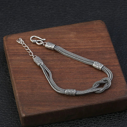 18cm Silver Braided Knot Bracelet