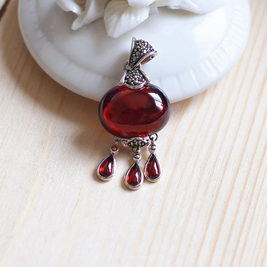 Natural Garnet Water Drop Pendant
