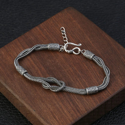18cm Silver Braided Knot Bracelet