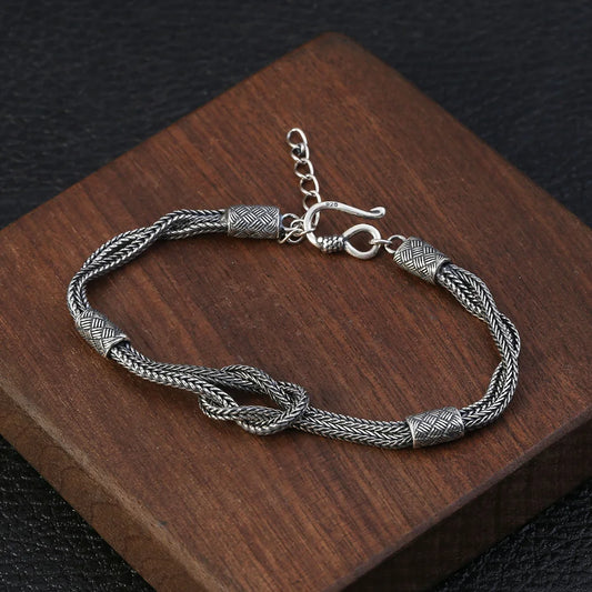 18cm Silver Braided Knot Bracelet