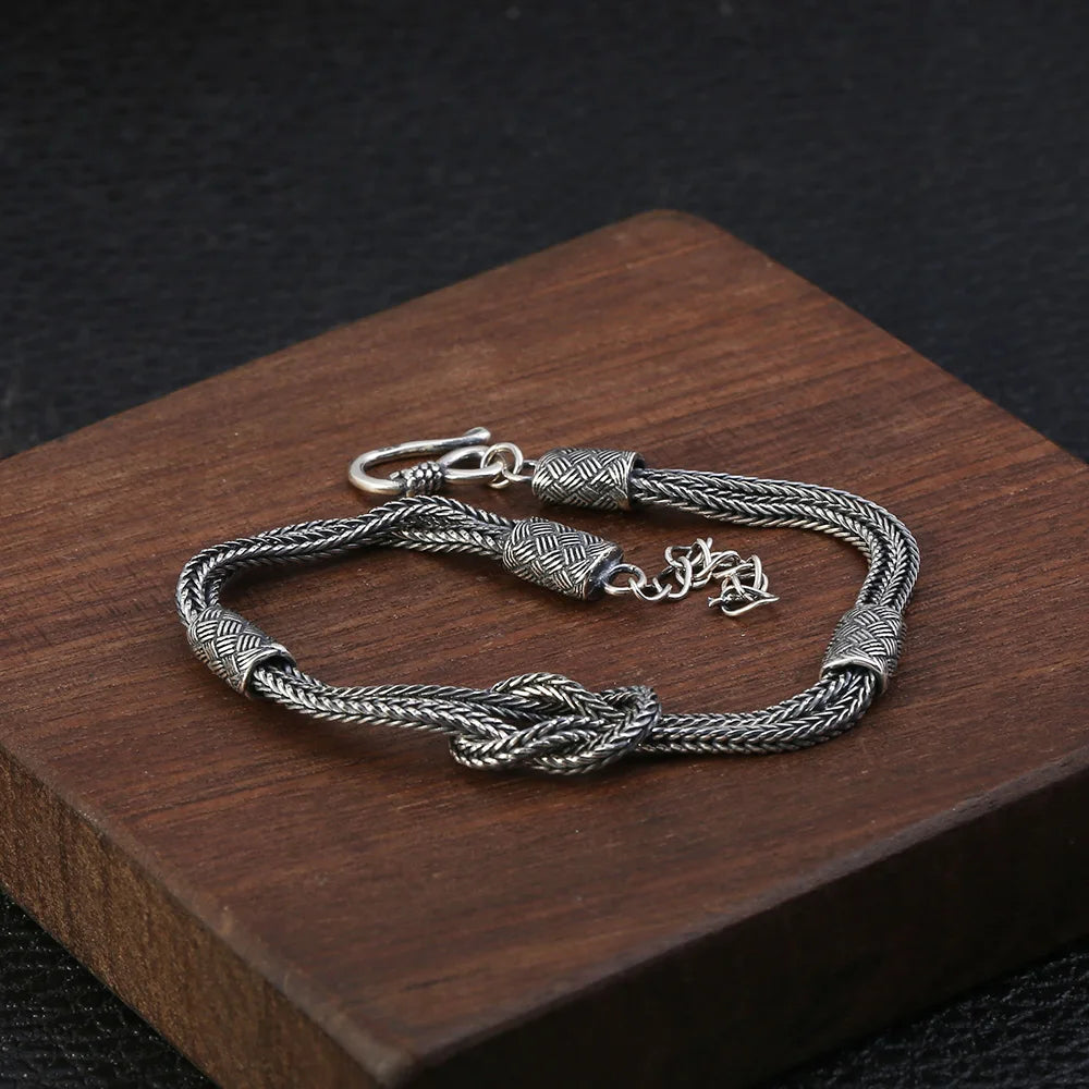 18cm Silver Braided Knot Bracelet