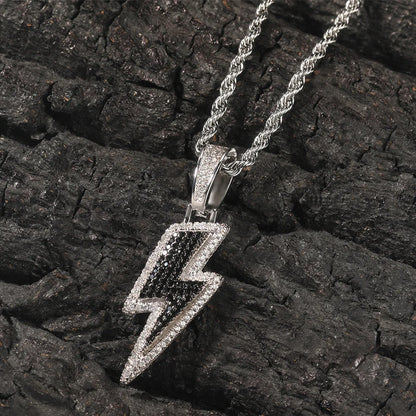 Silver & Black Zircon Lightning Necklace