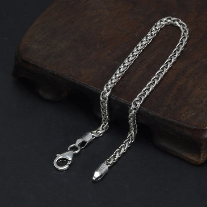 Sterling Silver 3mm Braided Bracelet & Chain