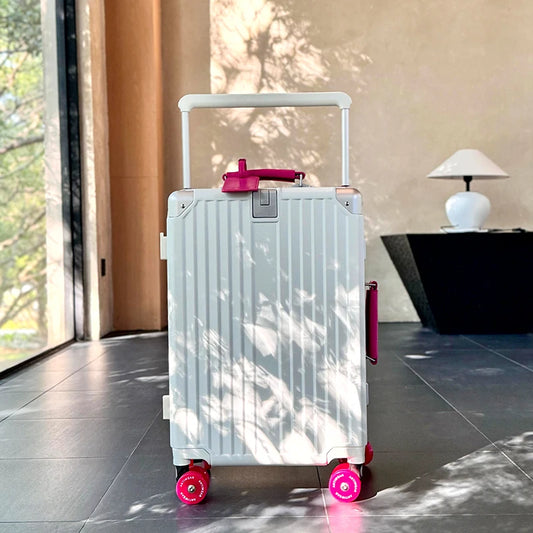 White & Pink Off-Road Wheel Suitcase