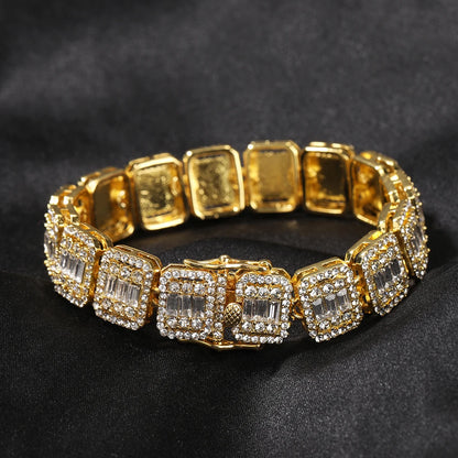 10 inch Rhinestone Baguette Cut PHAT Link Bracelet