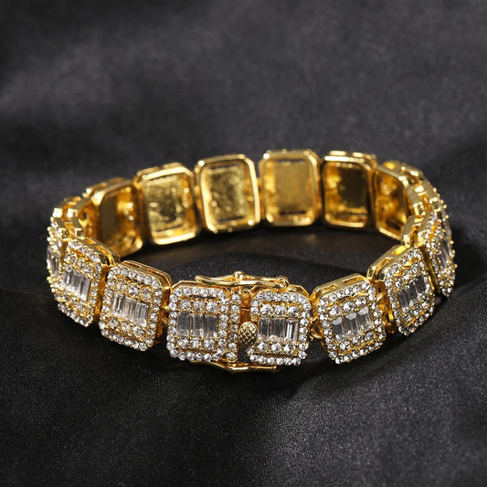 10 inch Rhinestone Baguette Cut PHAT Link Bracelet