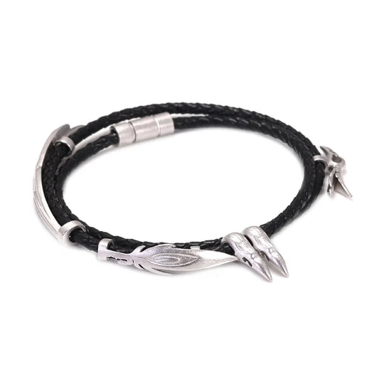 Silver Wax Feather Rope Bracelet