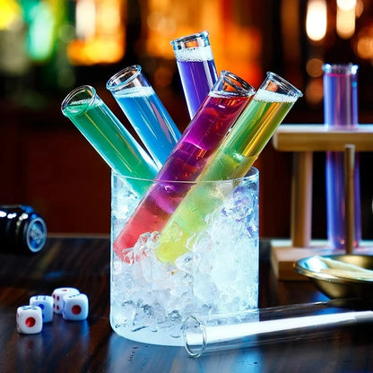 Test Tube Shot Glass Set & Wooden Holder