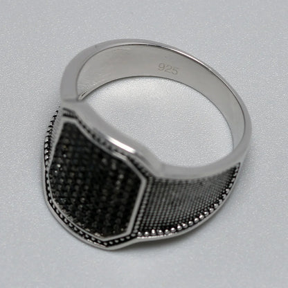 Black Zircon Embedded Ring