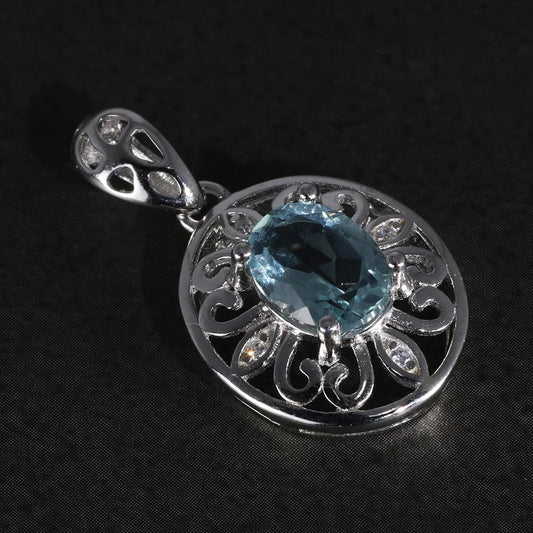 Blue Natural Topaz Pendant
