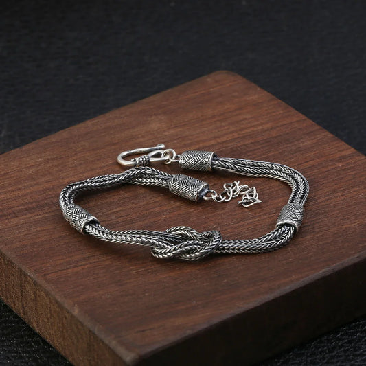 20cm Silver Braided Knot Bracelet