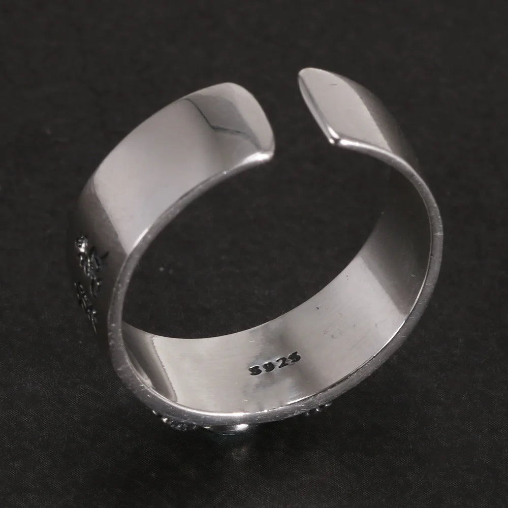 Open Resizable Sterling Silver Natural Garnet Ring