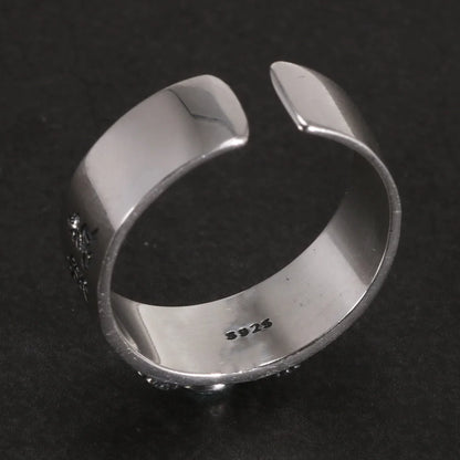 Open Resizable Sterling Silver Natural Garnet Ring