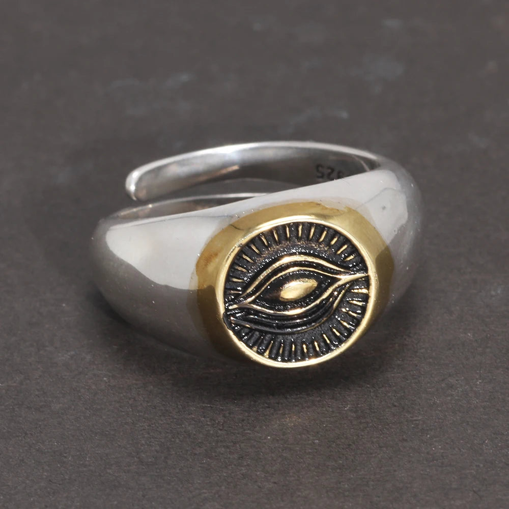 Gold Plated 925 Eye Resizable Ring