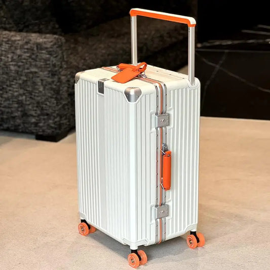 White & Orange Off-Road Wheel Suitcase