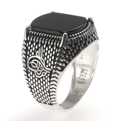 Black Onyx Turkish Signet Ring