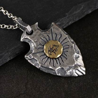 Indian Chief Eagle Shield Pendant & Necklace