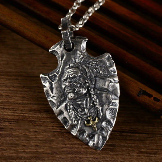 Indian Chief Eagle Shield Pendant & Necklace