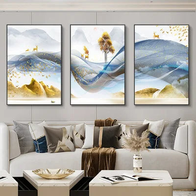 Blue Lagoon - 3 Piece Abstract Landscape Wall Art