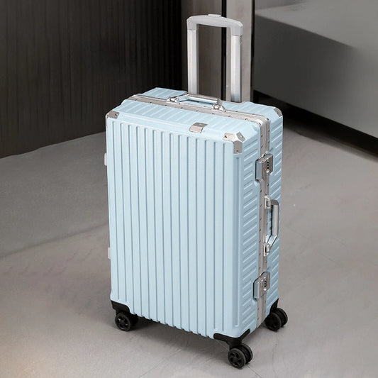 Blue Aluminium Travel Combination Suitcase