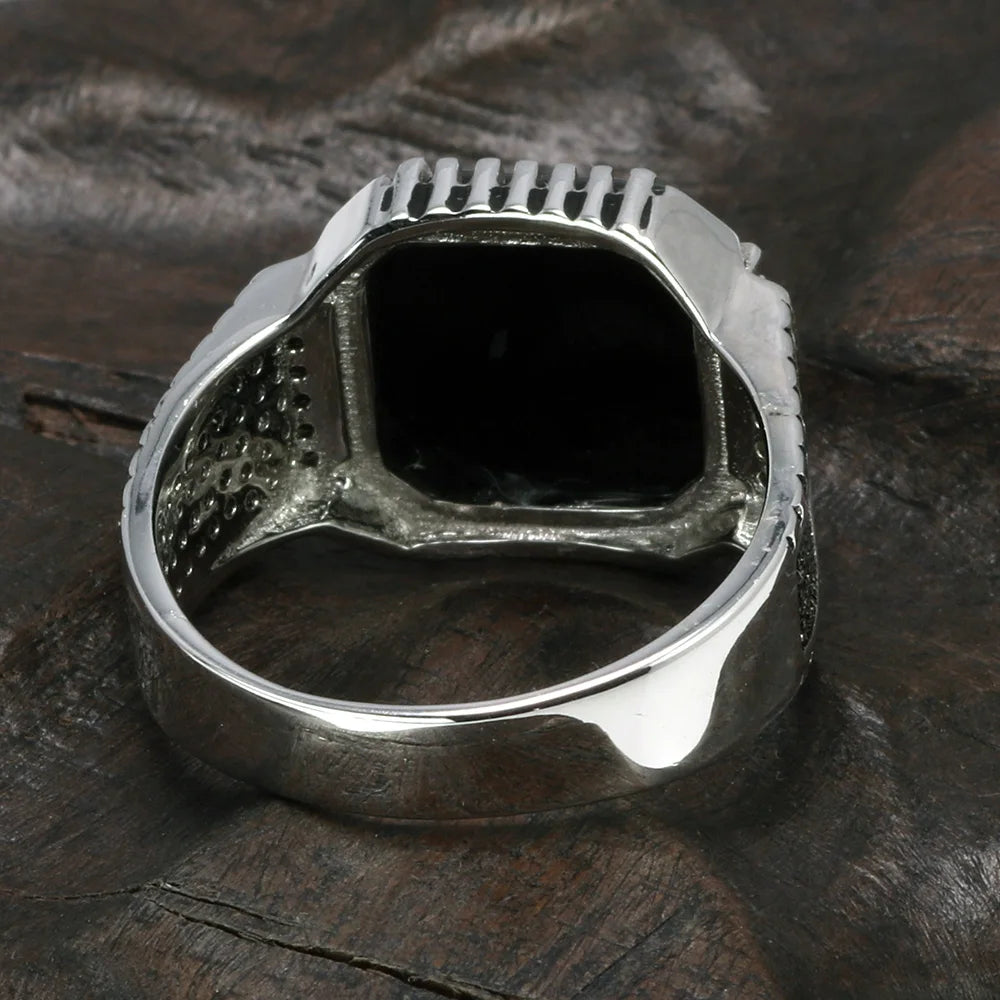 Square Natural Onyx Vintage Ring