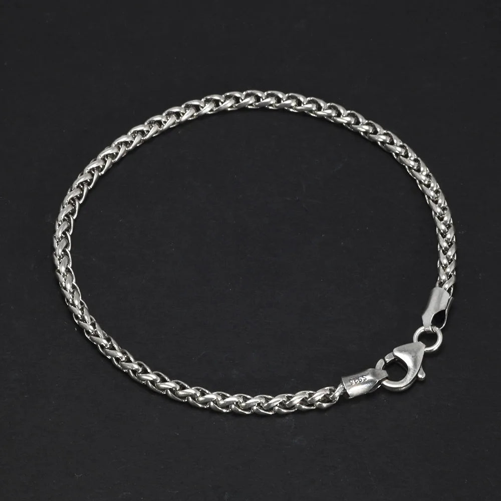Sterling Silver 3mm Braided Bracelet & Chain