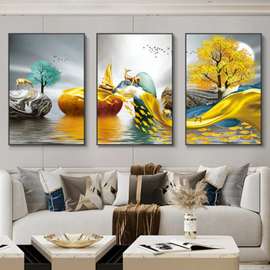 Vibrant Water - 3 Piece Abstract Landscape Wall Art