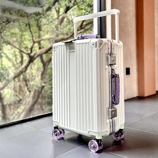 White & Purple Off-Road Wheel Suitcase