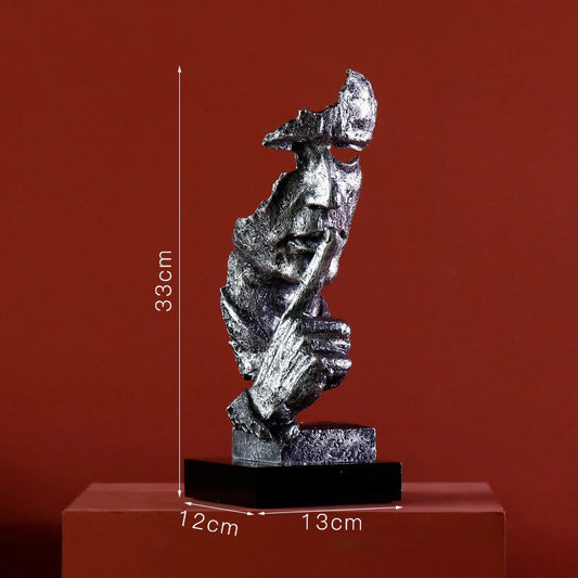 Metallic Stern Silence - The Half Faced Sculpture