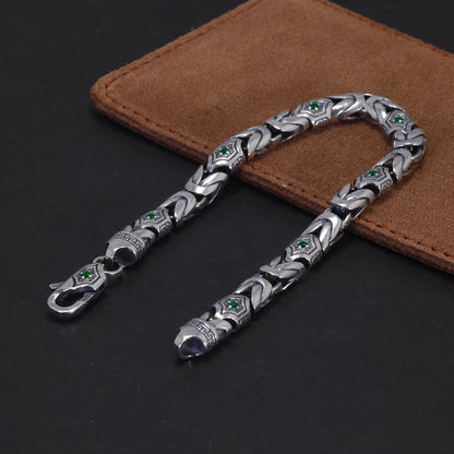 19cm 925 Sterling Silver Studded Pattern Bracelet