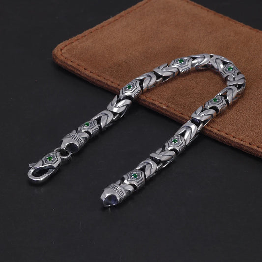 19cm 925 Sterling Silver Studded Pattern Bracelet
