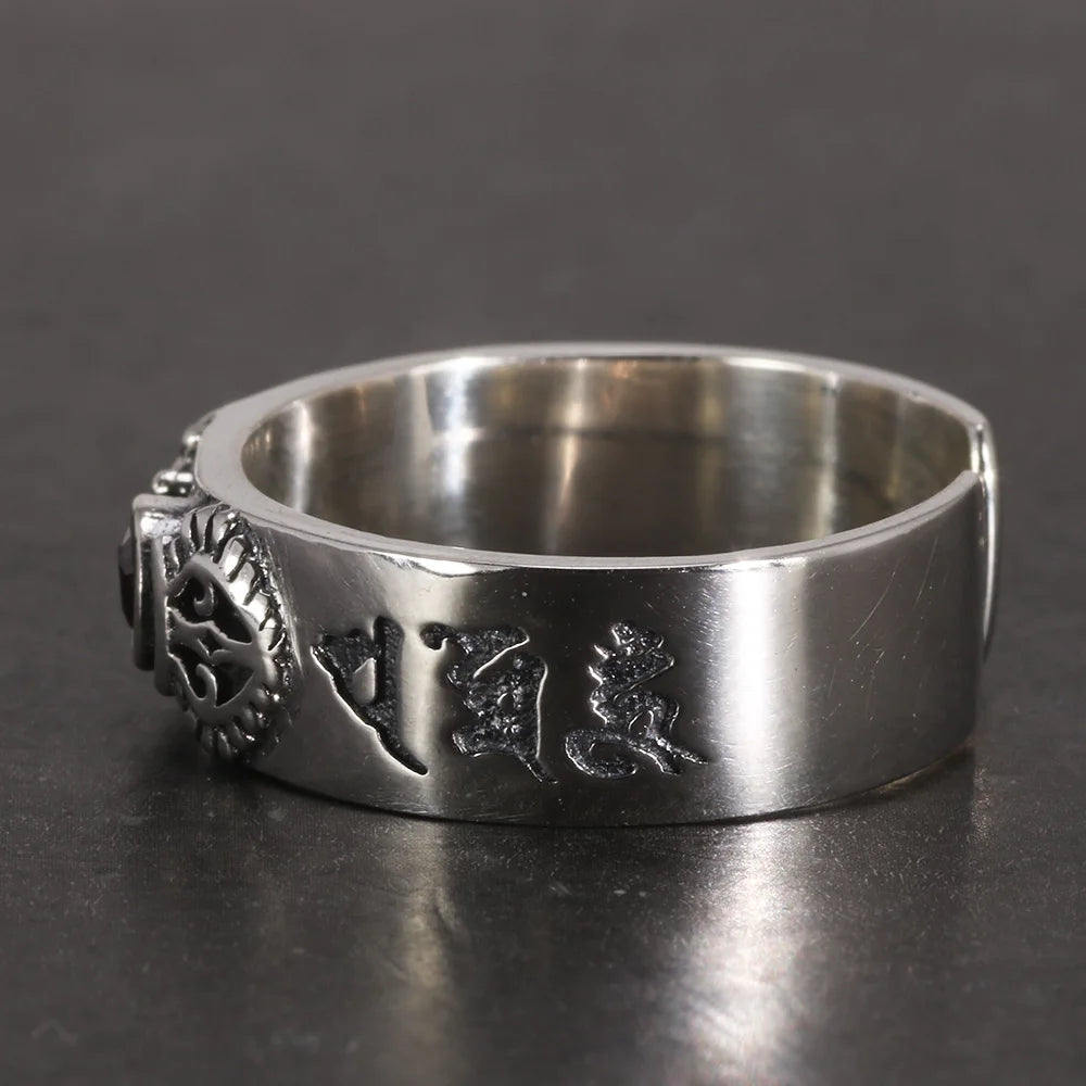 Open Resizable Sterling Silver Natural Garnet Ring