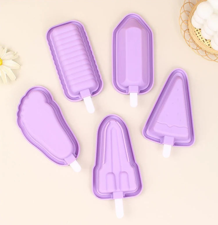 5 Piece Silicone Ice Lolly Mould